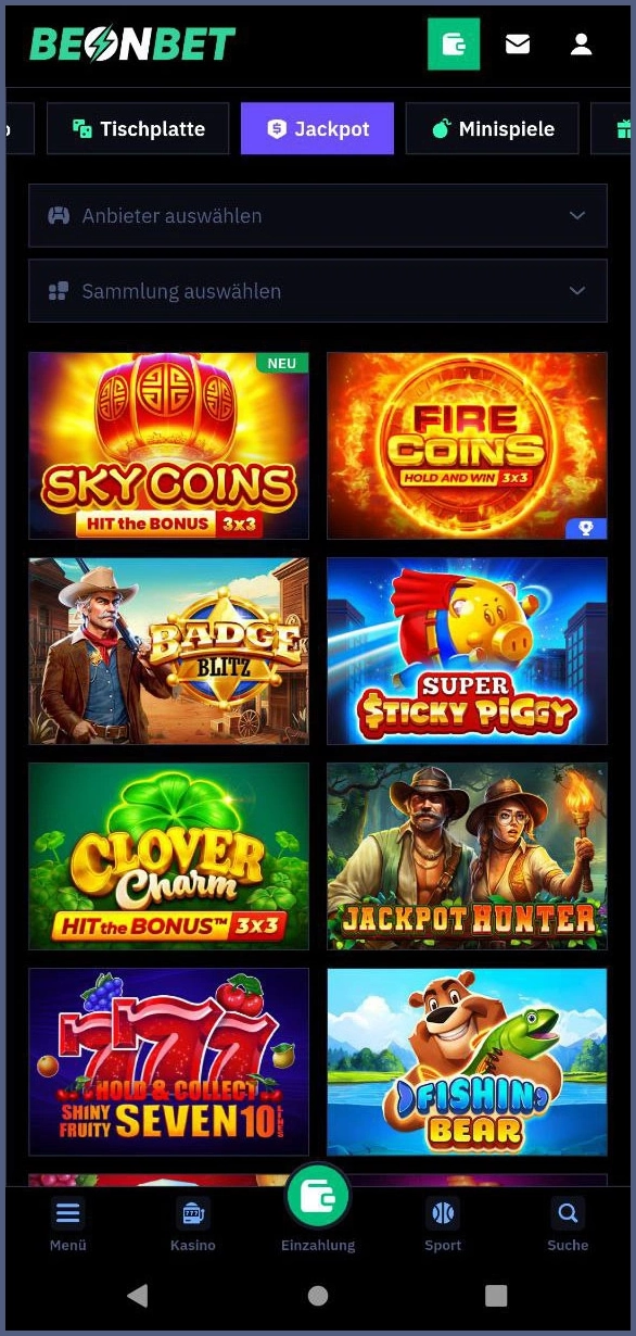 Jackpot-Games bei Beonbet – für große Gewinne spielen