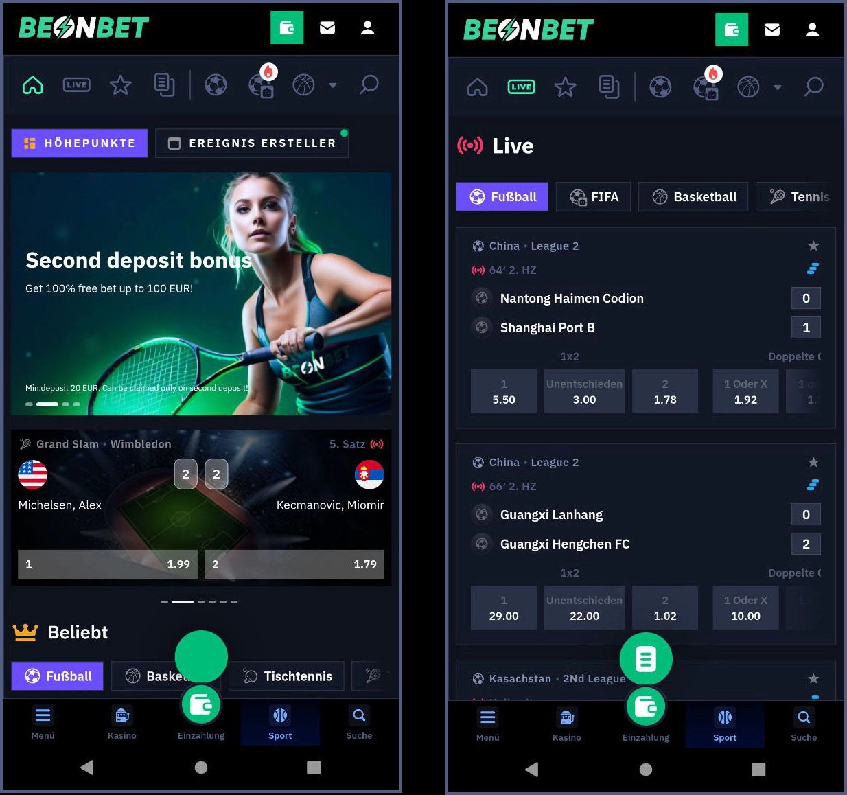 Echtzeitwetten auf Live-Sportereignisse bei Beonbet