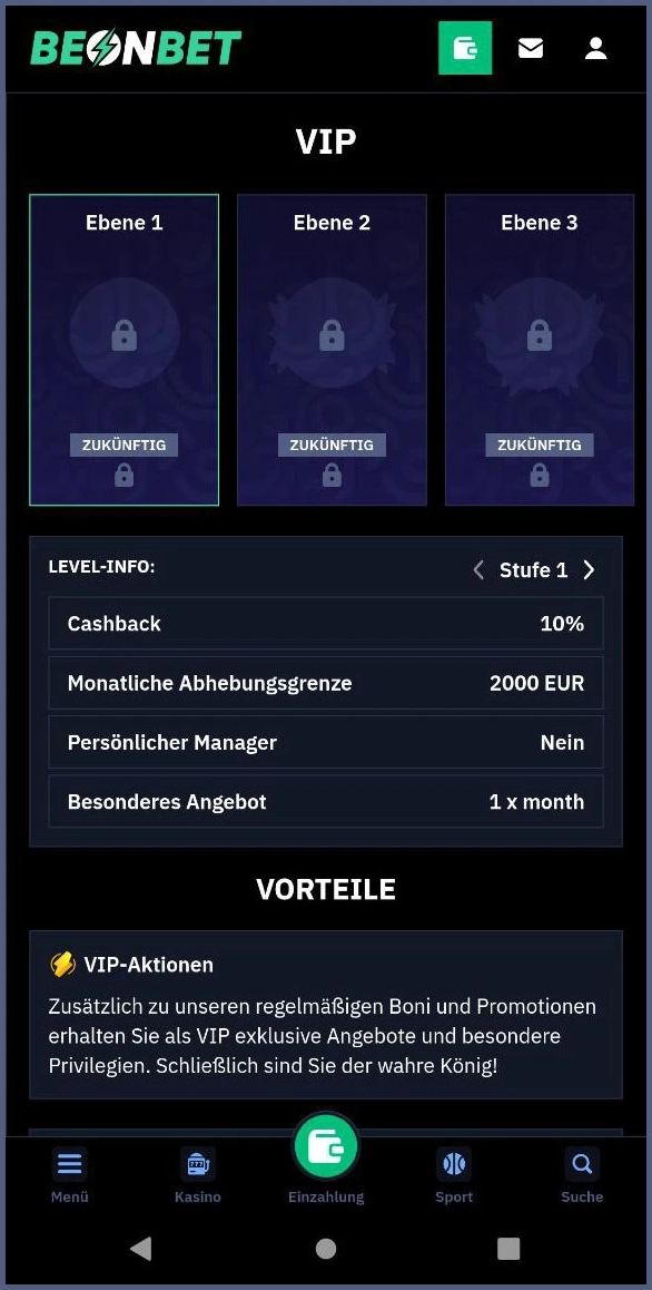 VIP-Club Vorteile und Premium-Zugänge bei Beonbet